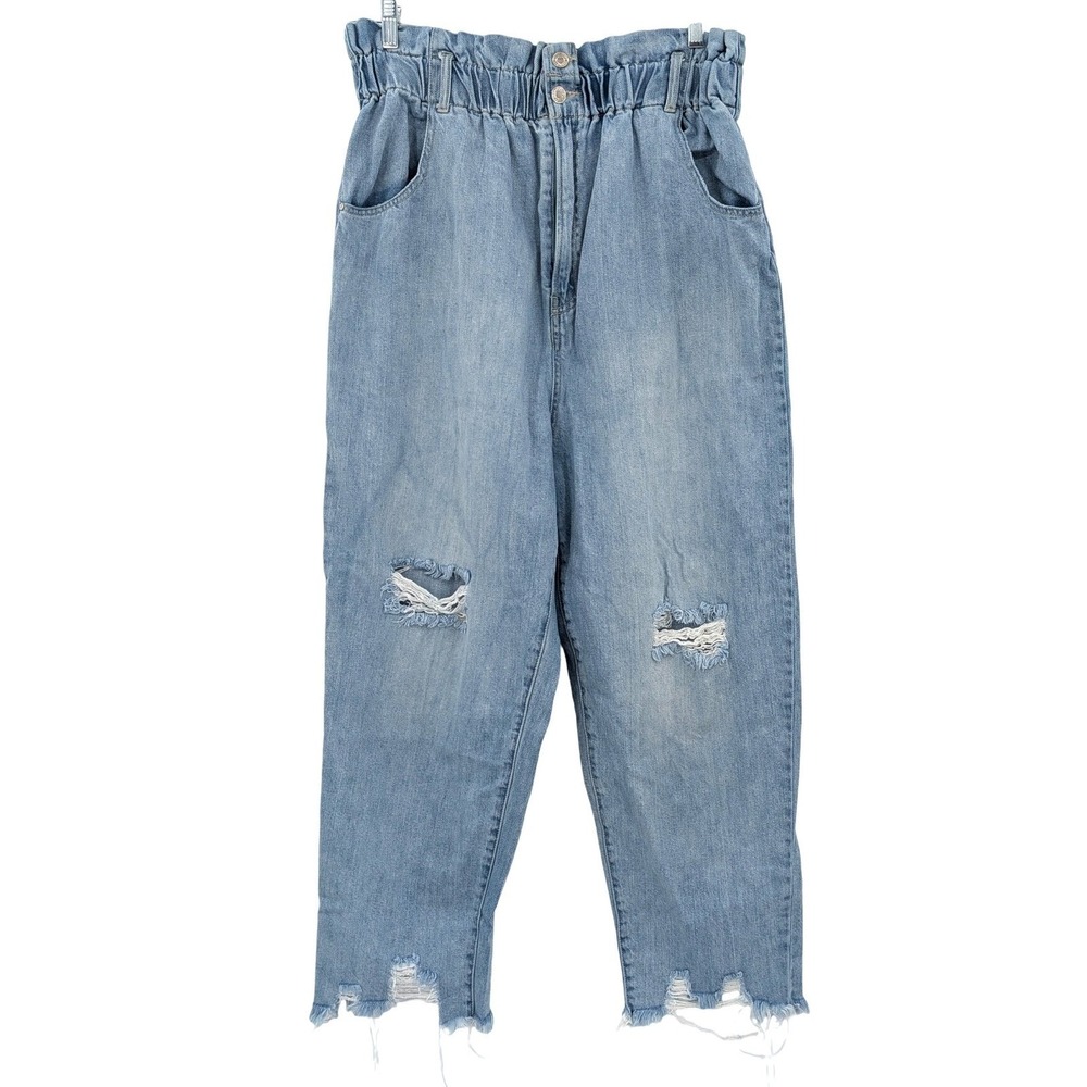 Tricot Paperbag‎ Mom Jeans Blue Distressed Wide Leg Size 3x Y2K Soft Grunge